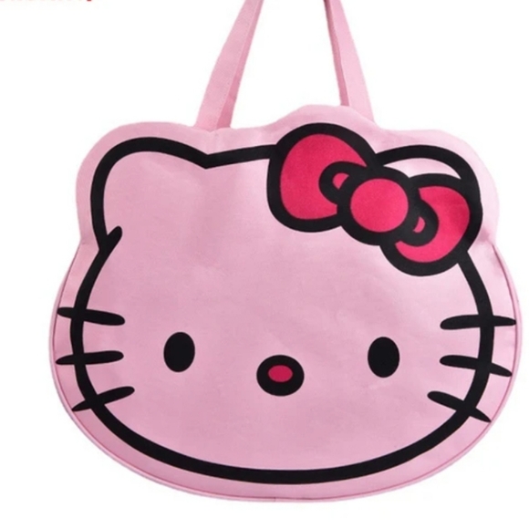 Bags | Hello Kitty Face Tote Shopping Travel Bag Pink | Poshmark